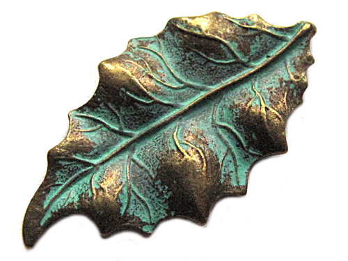 Anhnger Blatt gewellt, 47x24mm, bronze patina